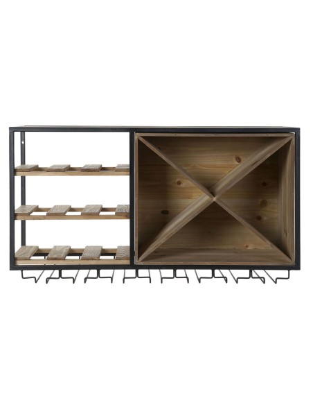 Range Bouteilles DKD Home Decor 80 x 24 x 44 cm Sapin Naturel Noir Métal Marron Bois MDF