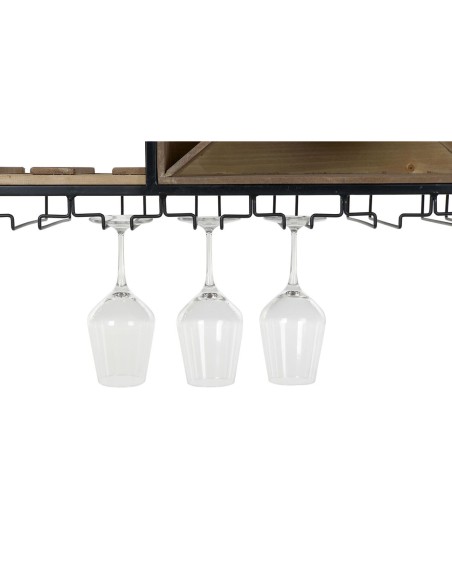 Range Bouteilles DKD Home Decor 80 x 24 x 44 cm Sapin Naturel Noir Métal Marron Bois MDF