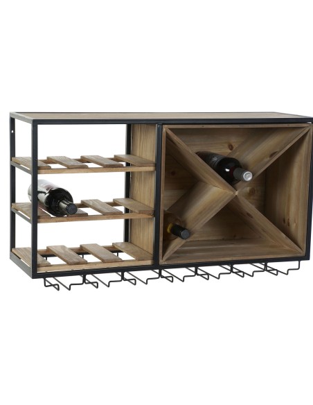 Range Bouteilles DKD Home Decor 80 x 24 x 44 cm Sapin Naturel Noir Métal Marron Bois MDF