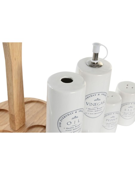 Ensemble salière et poivrier DKD Home Decor Blanc Bois Grès 18 x 15 x 22 cm