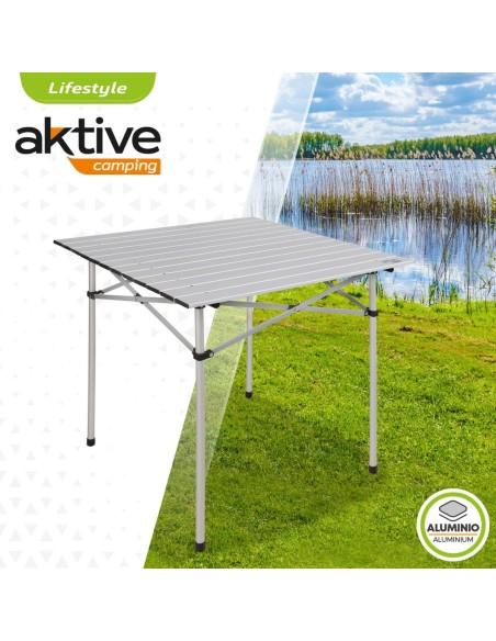 Table Piable Aktive Argenté Aluminium 70 x 70 x 70 cm (4 Unités)