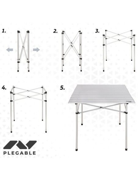 Table Piable Aktive Argenté Aluminium 70 x 70 x 70 cm (4 Unités)
