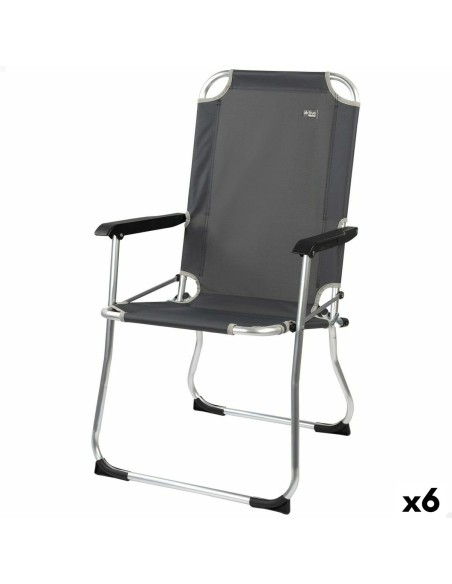 Chaise de camping pliante Aktive Gris foncé 45 x 91 x 47 cm (6 Unités)