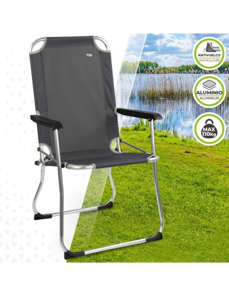 Chaise de camping pliante Aktive Gris foncé 45 x 91 x 47 cm (6 Unités)