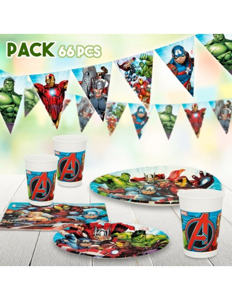 Set d'articles de fête The Avengers 66 Pièces