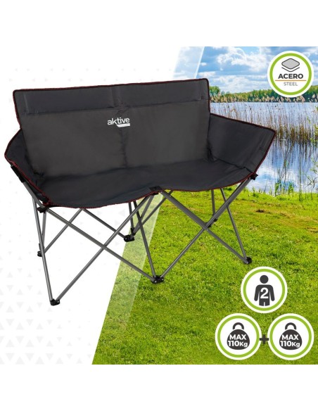 Canapé deux places Aktive Noir Pliable 107 x 88 x 63 cm (2 Unités)