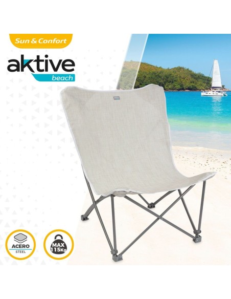 Chaise de camping pliante Aktive Beige 78 x 90 x 76 cm (4 Unités)