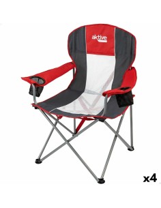Chaise de camping pliante Aktive Gris foncé Rouge 56 x 98 x 59 cm (4 Unités)