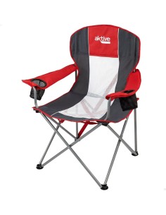 Chaise de camping pliante Aktive Gris foncé Rouge 56 x 98 x 59 cm (4 Unités) 2