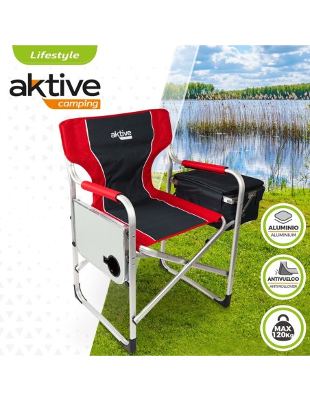 Chaise de camping pliante Aktive Gris Rouge 61 x 92 x 52 cm (2 Unités)