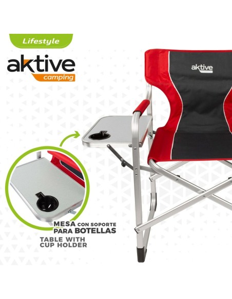 Chaise de camping pliante Aktive Gris Rouge 61 x 92 x 52 cm (2 Unités)