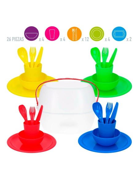 Set de pique-nique Aktive 22,5 x 1,5 x 22,5 cm polypropylène (4 Unités)