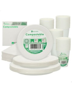 Set d'articles de fête Procos Blanc (180 Pièces)