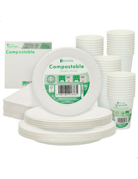 Set d'articles de fête Procos Blanc (180 Pièces)