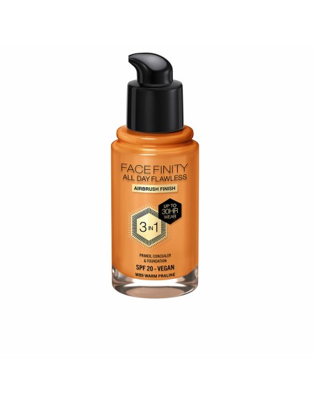 Base de Maquillage Crémeuse Max Factor Face Finity All Day Flawless 3-en-1 Spf 20 Nº W89 Warm praline 30 ml