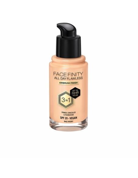Base de Maquillage Crémeuse Max Factor Face Finity All Day Flawless 3-en-1 Spf 20 Nº N42 Ivory 30 ml