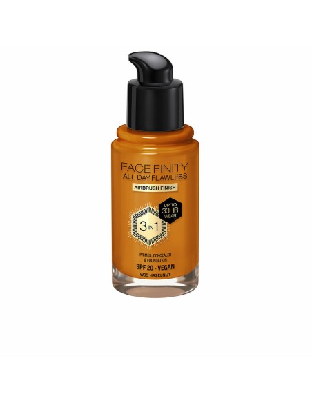 Base de Maquillage Crémeuse Max Factor Face Finity All Day Flawless 3-en-1 Spf 20 Nº W95 Hazelnut 30 ml