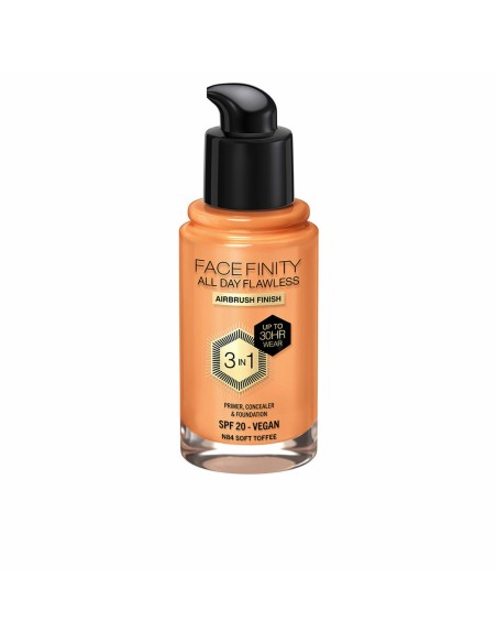 Base de Maquillage Crémeuse Max Factor Face Finity All Day Flawless 3-en-1 Spf 20 Nº N84 Soft toffee 30 ml