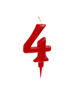 Bougie Anniversaire Rouge Numéro 4 (12 Unités) 2