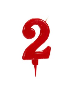 Bougie Anniversaire Rouge Numéro 2 (12 Unités) 2