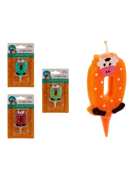 Bougie Anniversaire animaux Numéro 0 (12 Unités)