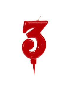 Bougie Anniversaire Rouge Numéro 3 (12 Unités) 2