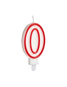 Bougie Anniversaire Blanc Rouge Numéro 0 (12 Unités) 2