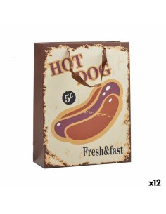 Sac en papier Hotdog & Coffee 10 x 33 x 25,5 cm (12 Unités)