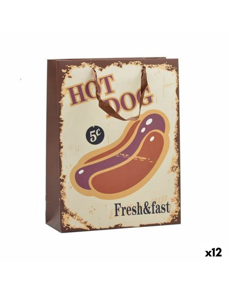 Sac en papier Hotdog & Coffee 10 x 33 x 25,5 cm (12 Unités)