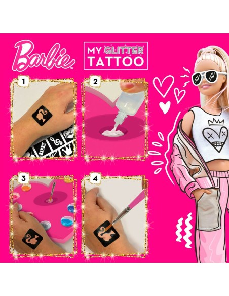 Tatouages Temporaires Barbie My Glitter Tattoo Paillettes 20 Pièces