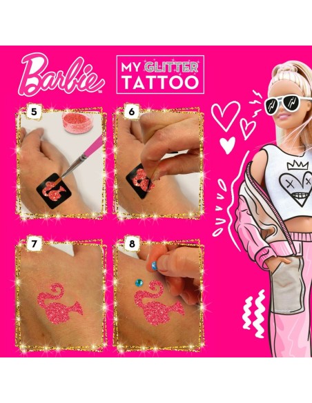 Tatouages Temporaires Barbie My Glitter Tattoo Paillettes 20 Pièces
