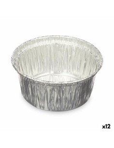 Moule à flan Kinvara 30228 Argenté Aluminium 8,5 x 8 x 8,5 cm Jetable Rond (12 Unités)
