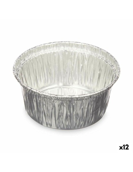 Moule à flan Kinvara 30228 Argenté Aluminium 8,5 x 8 x 8,5 cm Jetable Rond (12 Unités)