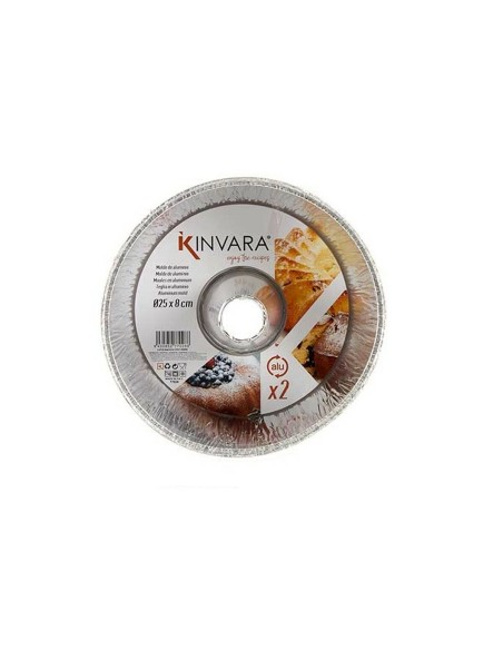 Moule à flan Kinvara 30287C Argenté Aluminium 25 x 7,7 x 25 cm Jetable Flan (12 Unités)