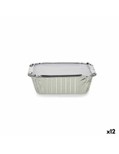 Lot de plateaux pour aliments Kinvara 16144 Aluminium 14,5 x 7,5 x 12,5 cm Jetable Avec couvercle (12 Unités)