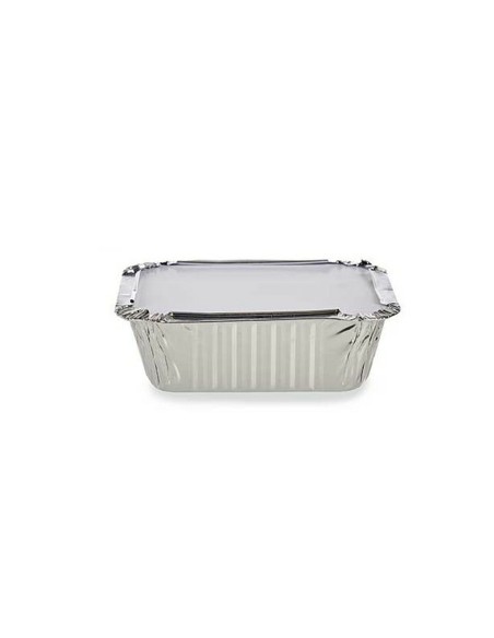 Lot de plateaux pour aliments Kinvara 16144 Aluminium 14,5 x 7,5 x 12,5 cm Jetable Avec couvercle (12 Unités)