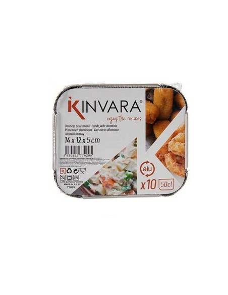 Lot de plateaux pour aliments Kinvara 16144 Aluminium 14,5 x 7,5 x 12,5 cm Jetable Avec couvercle (12 Unités)