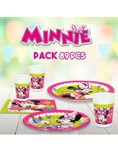Set d'articles de fête Minnie Mouse Happy Deluxe 89 Pièces 16 2