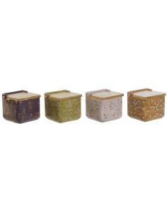 Salière avec couvercle DKD Home Decor Vert Rose Moutarde Lila Bambou 750 ml 14 x 12,5 x 12 cm (4 Unités)