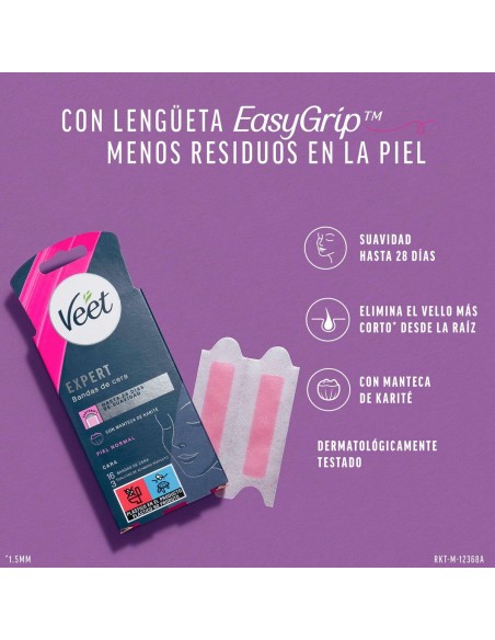 Bandes Épilatoire Faciales Veet Expert (16 Unités)