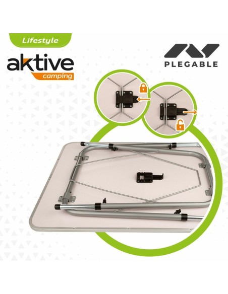 Table Aktive 80 x 60 cm Blanc Pliable De Camping