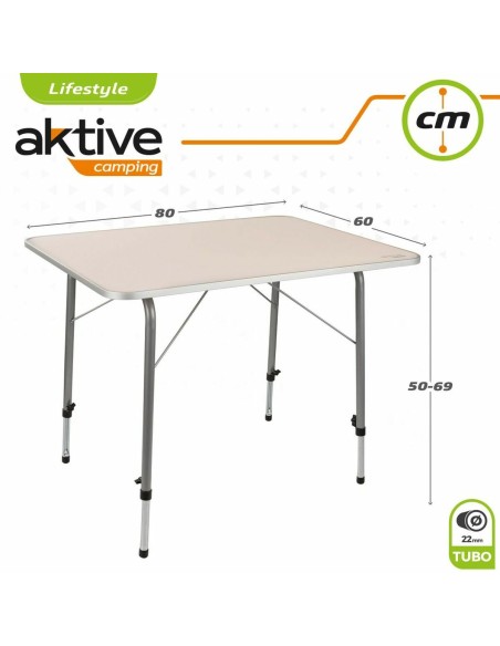 Table Aktive 80 x 60 cm Blanc Pliable De Camping