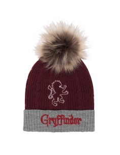 Chapeau Harry Potter Gryffindor House Fur Pom Bordeaux