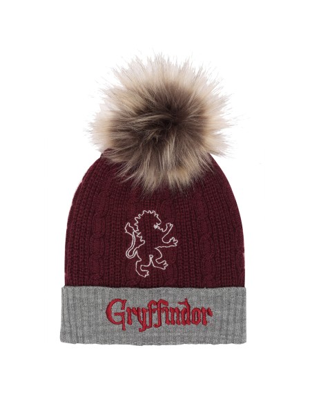 Chapeau Harry Potter Gryffindor House Fur Pom Bordeaux