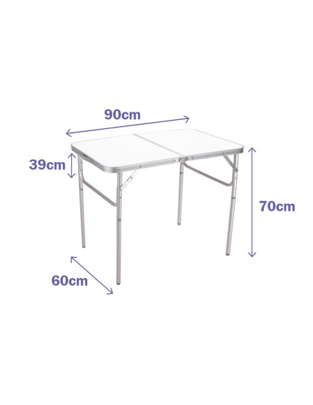 Table Pliante en Aluminium Marbueno D25 Assortie Camping et Plage 90X60X39/70 cm 10031