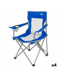 Chaise de camping pliante Aktive Bleu Gris 46 x 82 x 46 cm (4 Unités)