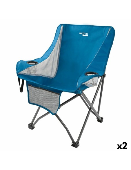 Chaise de camping pliante Aktive Bleu 48 x 86 x 50 cm (2 Unités)