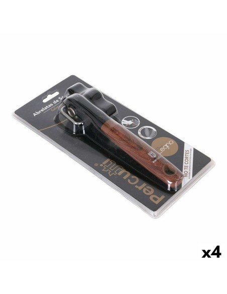 Ouvre-boîte Percutti Legno Marron Noir 17 x 13 x 5 cm (4 Unités)