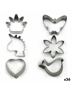 Ensemble de moules à pâtisserie Formes Acier inoxydable Argenté 3 Pièces (36 Unités) (3 pcs)