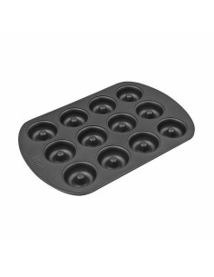 Moule pour four Quttin Noir Acier au carbone Donuts 26,5 x 18 x 2 cm (12 Unités) 2